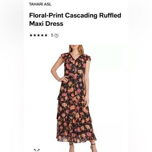 TAHARI ASL Floral-Print Cascading Ruffled Maxi Dress